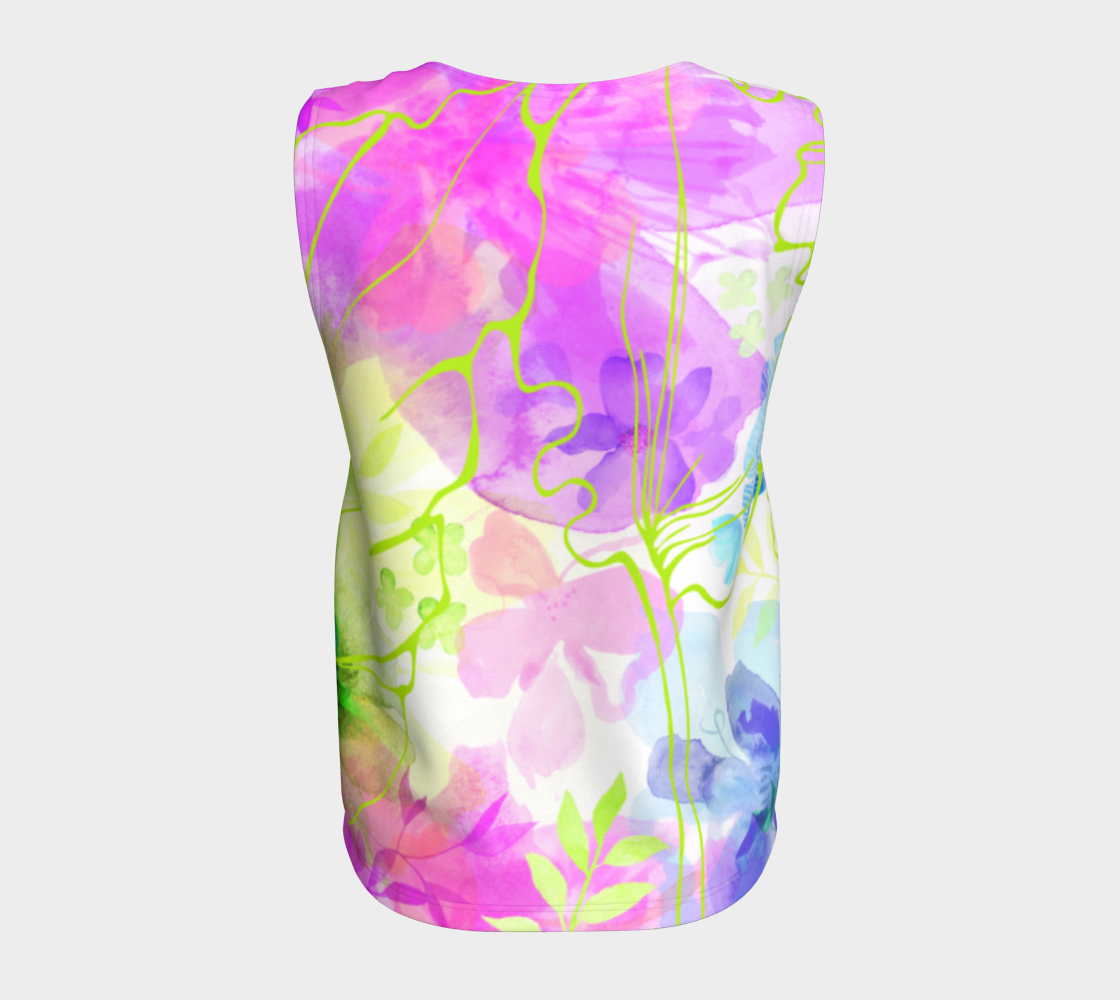Posy Cluster Loose Tank in Purple, Green and Pink - deloresartcanada