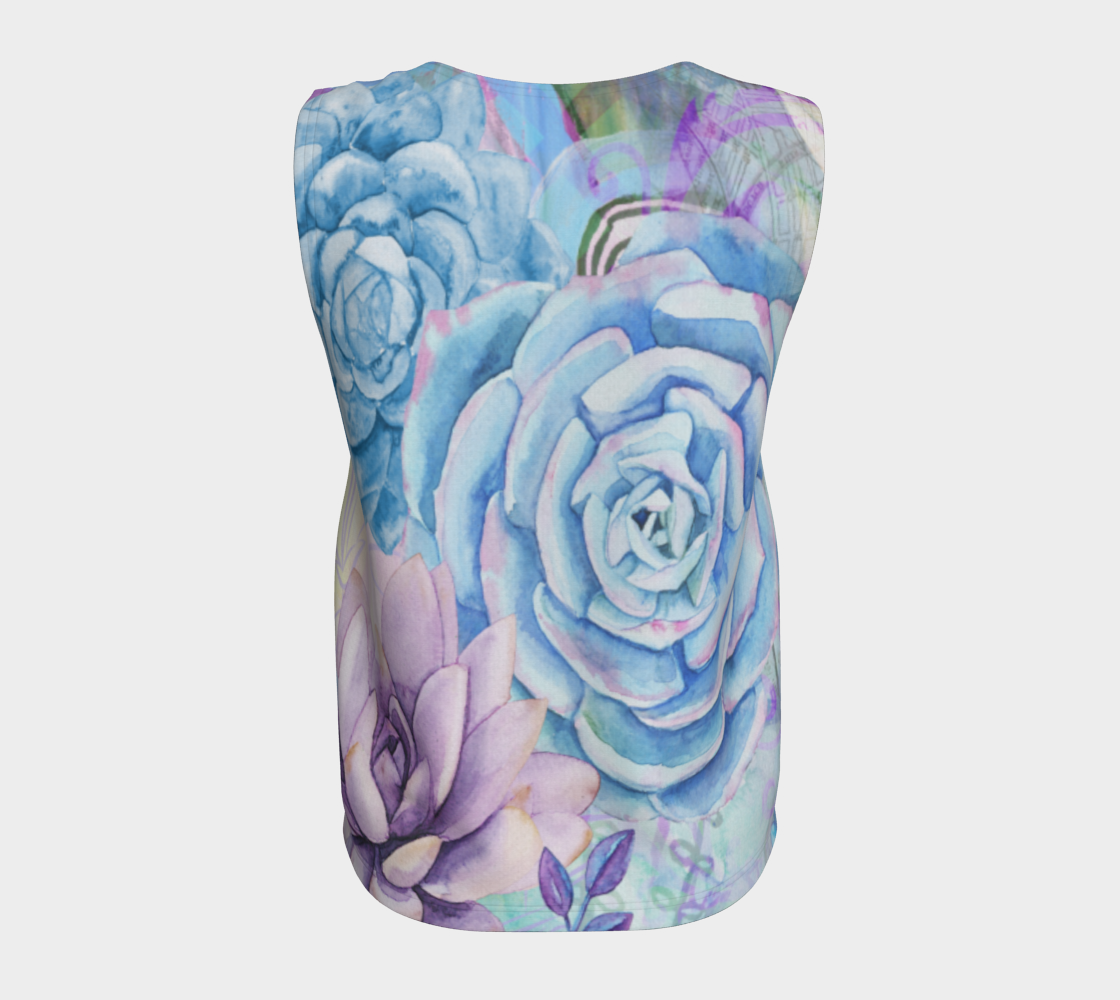 Let's Lovely Garden Loose Tank in Mauve and Blue - deloresartcanada
