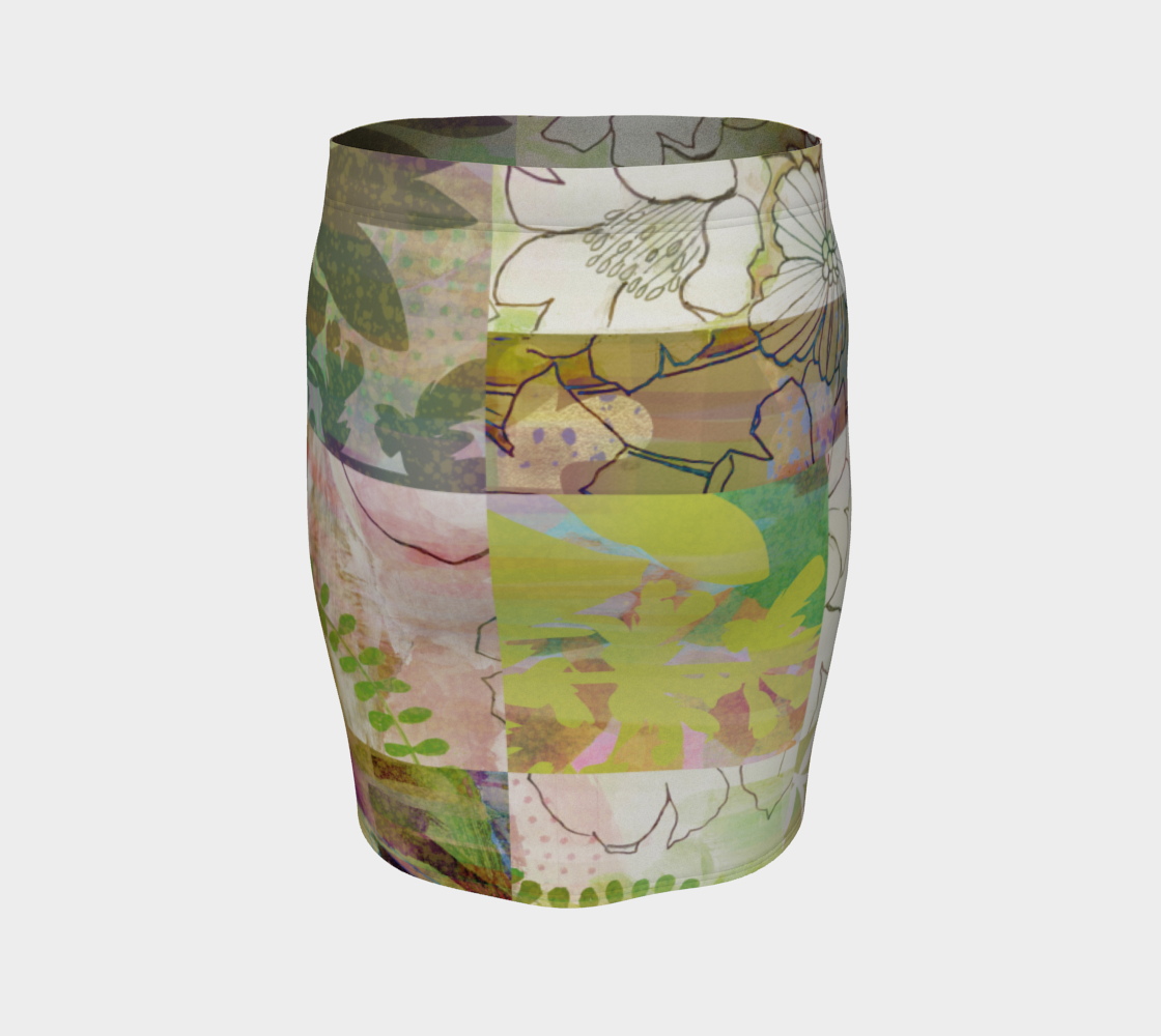 Sage Obscurity Collage Fitted Skirt by Deloresart - deloresartcanada