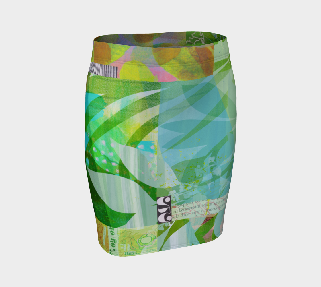 Abounding Alder Collage Fitted Skirt by Deloresart - deloresartcanada