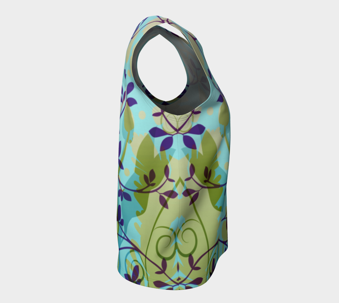 Fanciful Forest Loose Tank Teal and Purple - deloresartcanada