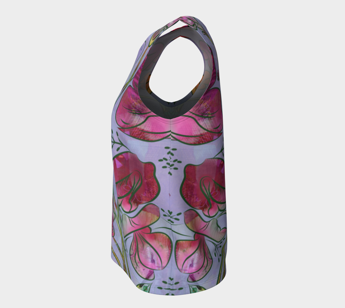 Queen Sweet Pea Loose Tank in Purples and Pinks - deloresartcanada