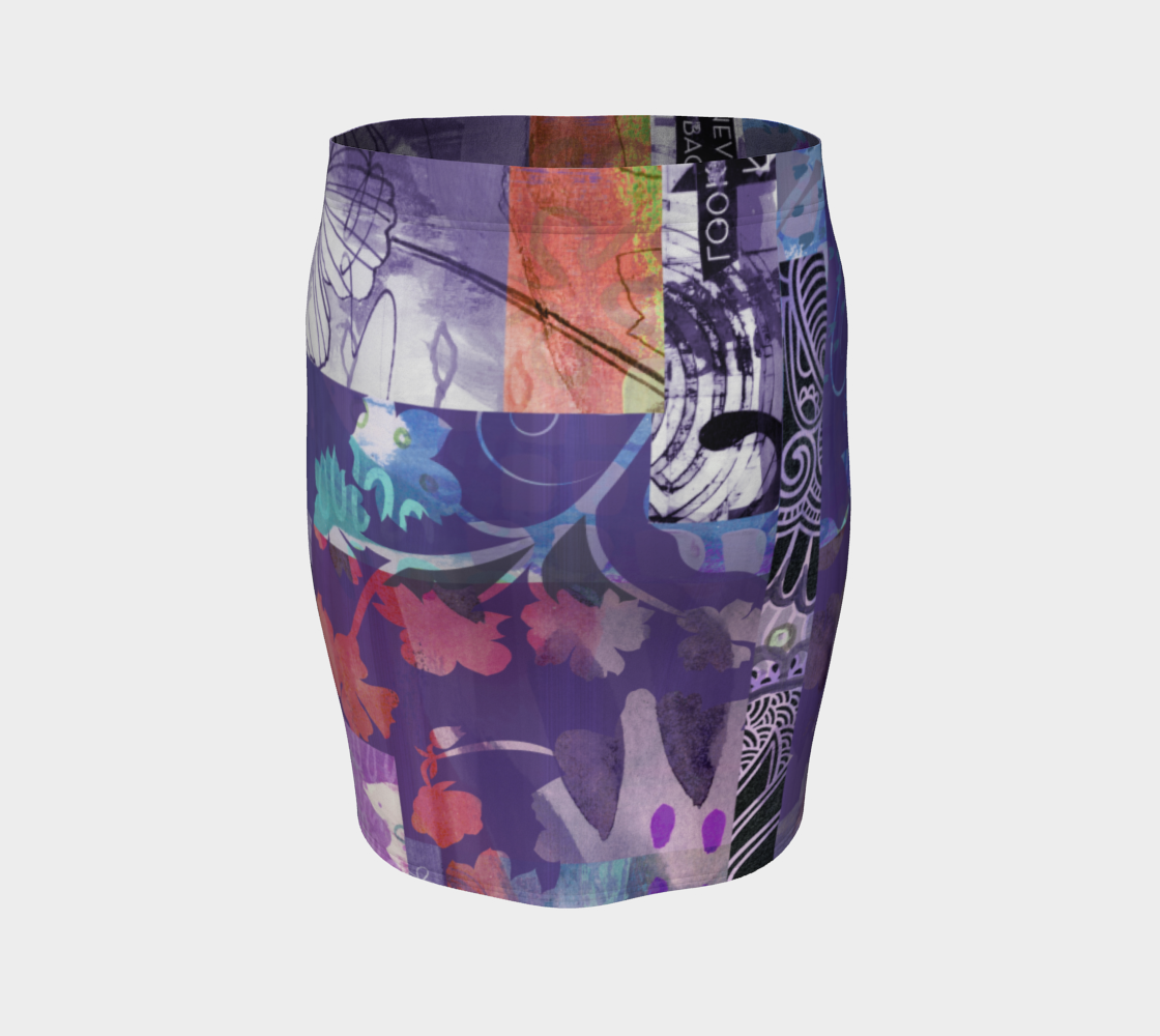 Elm Bud Collage Fitted Skirt by Deloresart - deloresartcanada