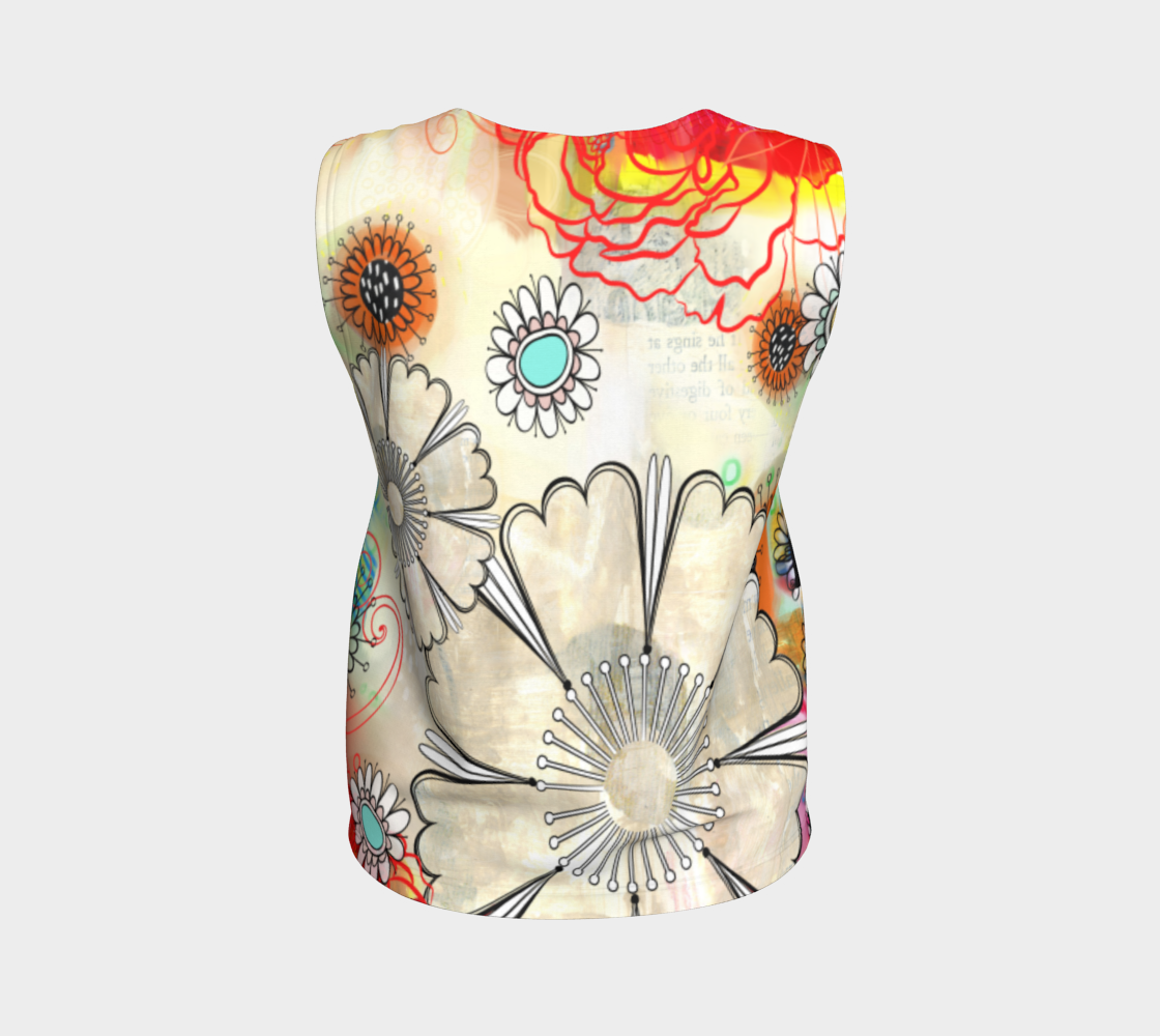 Flower Power Loose Tank by Deloresart in Reds - deloresartcanada