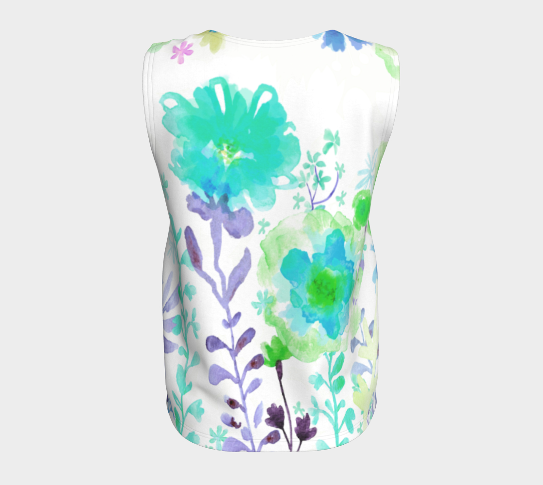 Grandma's Garden Loose Tank Teal and Purple - deloresartcanada