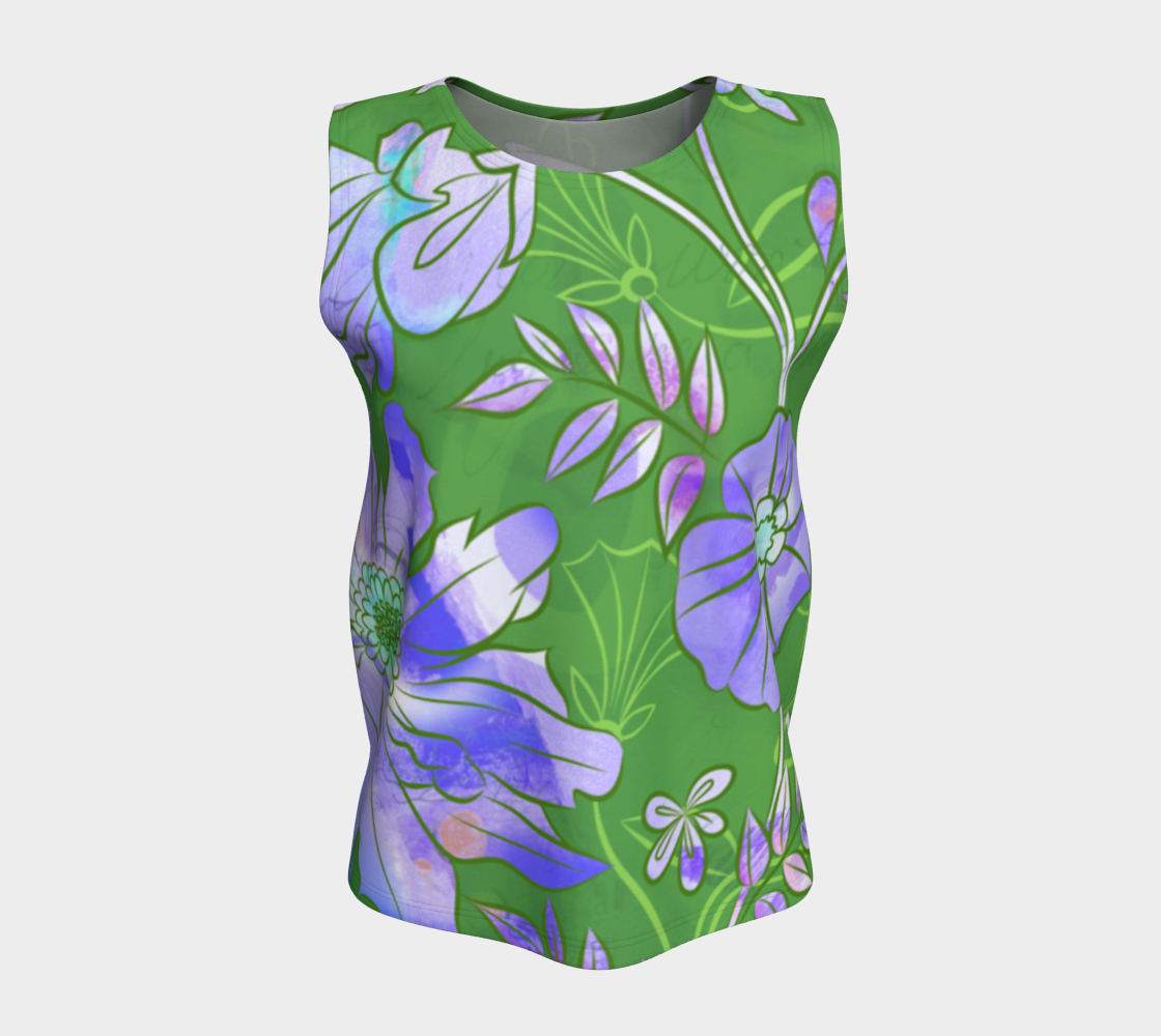 Francella Floret Loose Tank in Greens - deloresartcanada