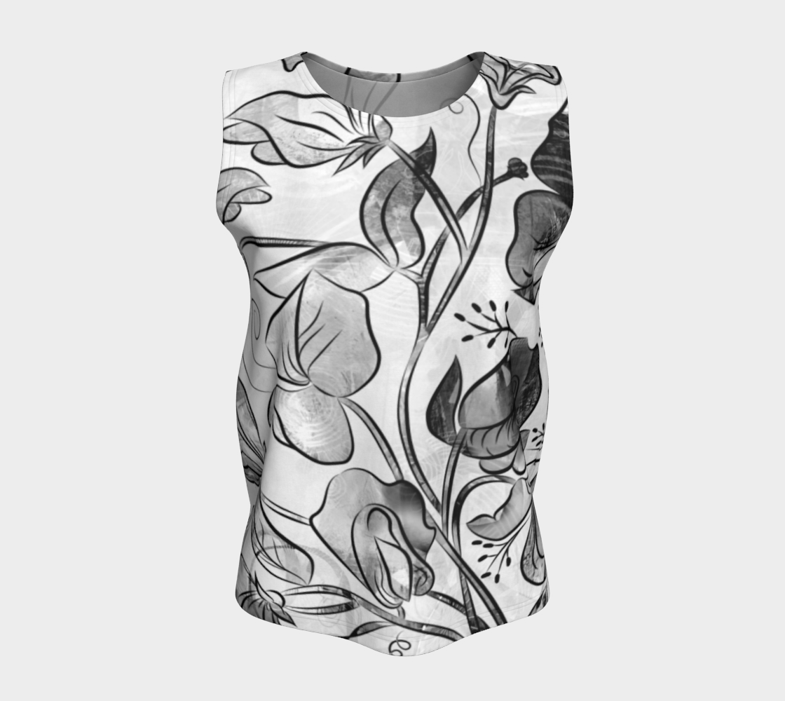 Queen Sweet Pea Loose Tank in Greyscale - deloresartcanada
