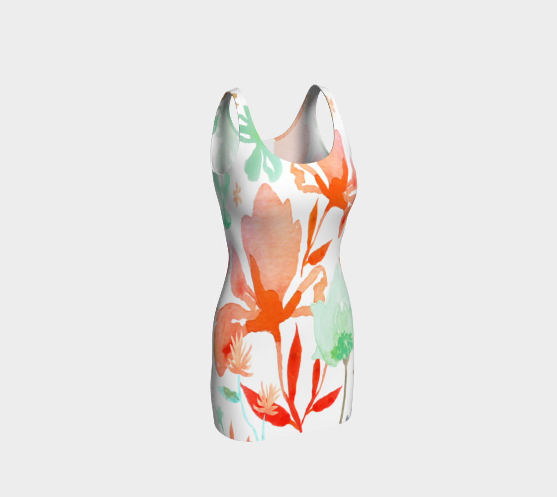 Dreamy Coral Garden Bodycon Dress by Deloresart