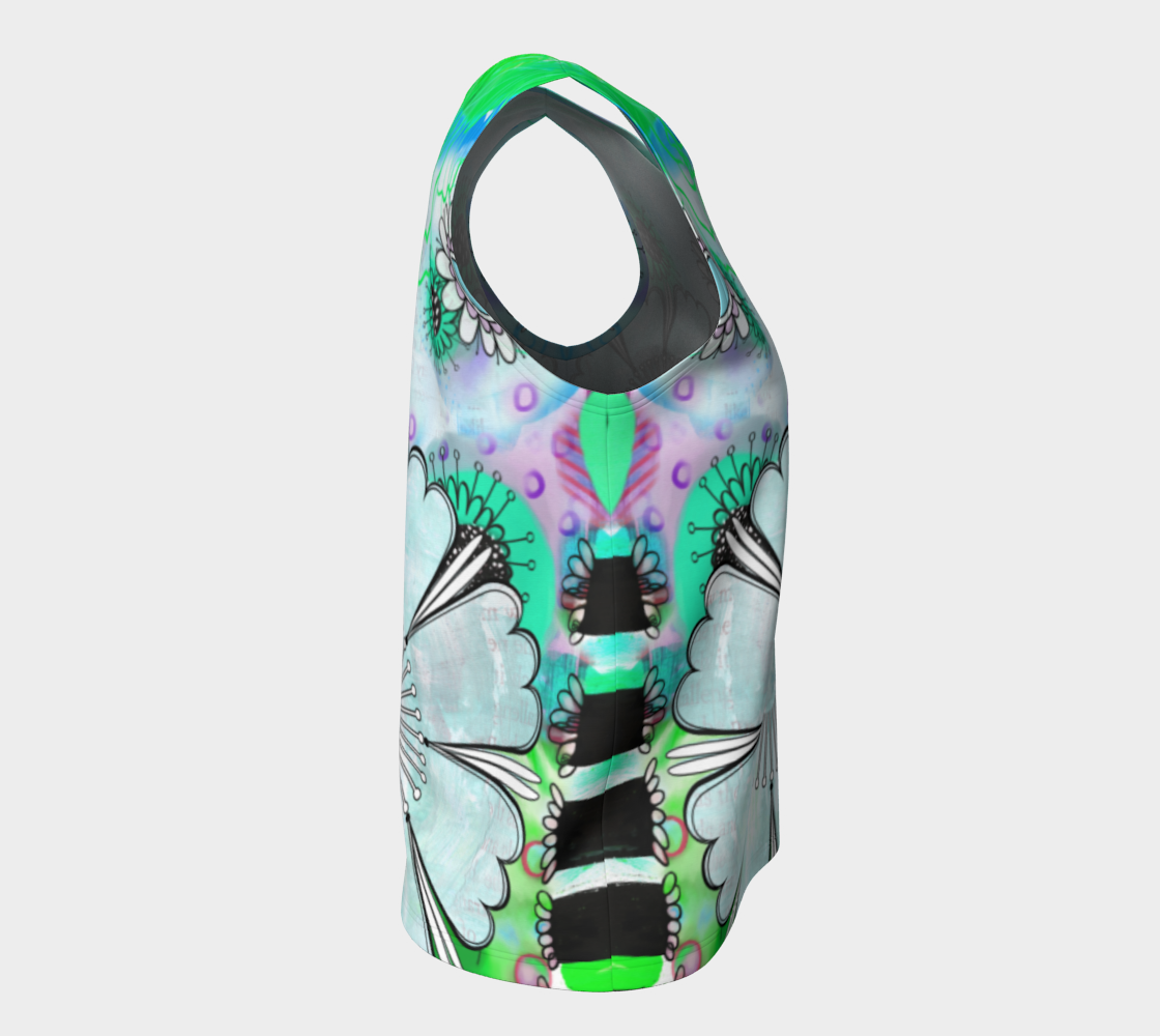 Flower Power Loose Tank by Deloresart in Blues and Greens - deloresartcanada
