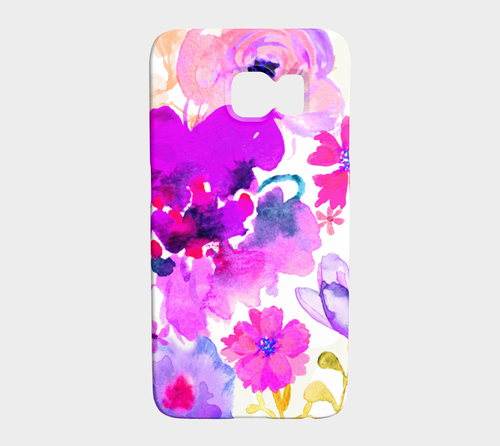 Magenta Floral Device Case - deloresartcanada