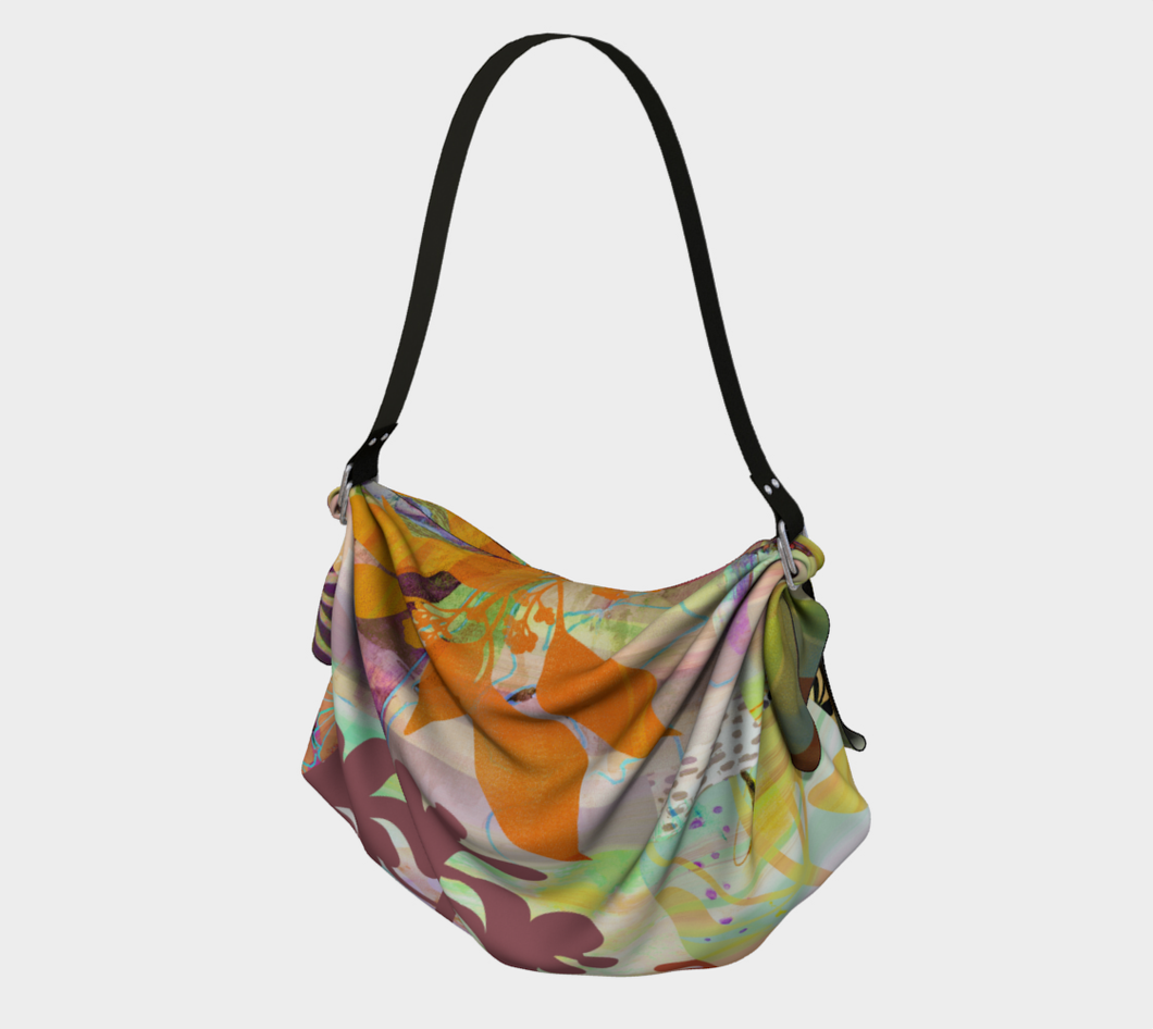 Verdant Garden in Golds Origami Tote by Deloresart - deloresartcanada