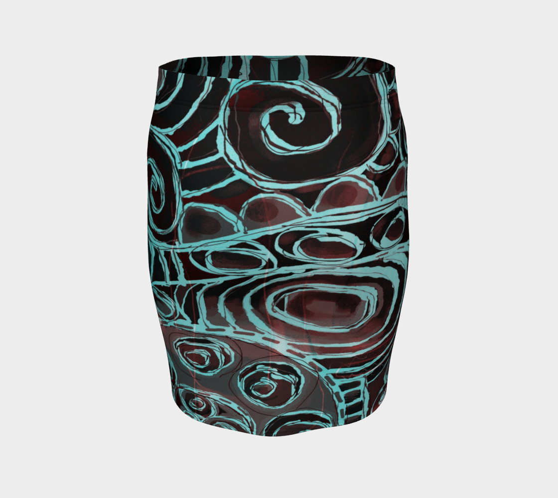 Crazy Swirl Fitted Skirt by Deloresart - deloresartcanada