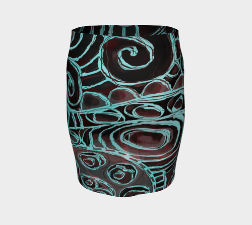 Crazy Swirl Fitted Skirt by Deloresart - deloresartcanada
