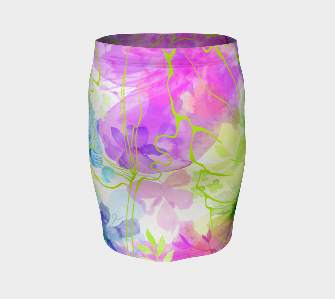 Posy Cluster Purples Fitted Skirt by Deloresart - deloresartcanada