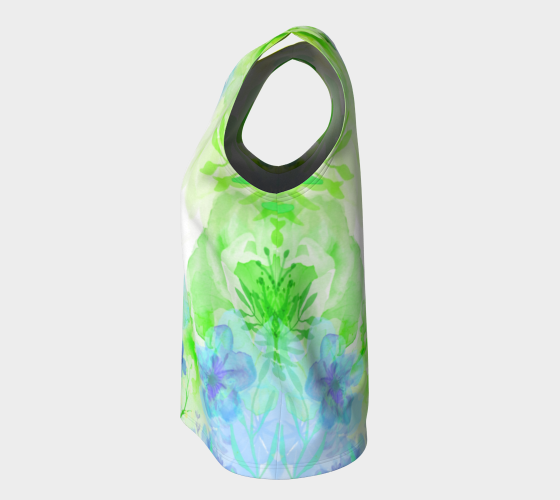 Nature's Bounty Loose Tank in Turquoise and Soft Lime - deloresartcanada