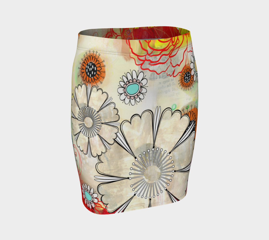 Flower Power Fitted Skirt by Deloresart - deloresartcanada