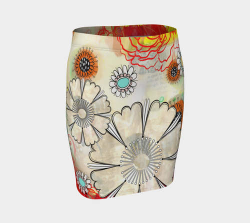 Flower Power Fitted Skirt by Deloresart - deloresartcanada