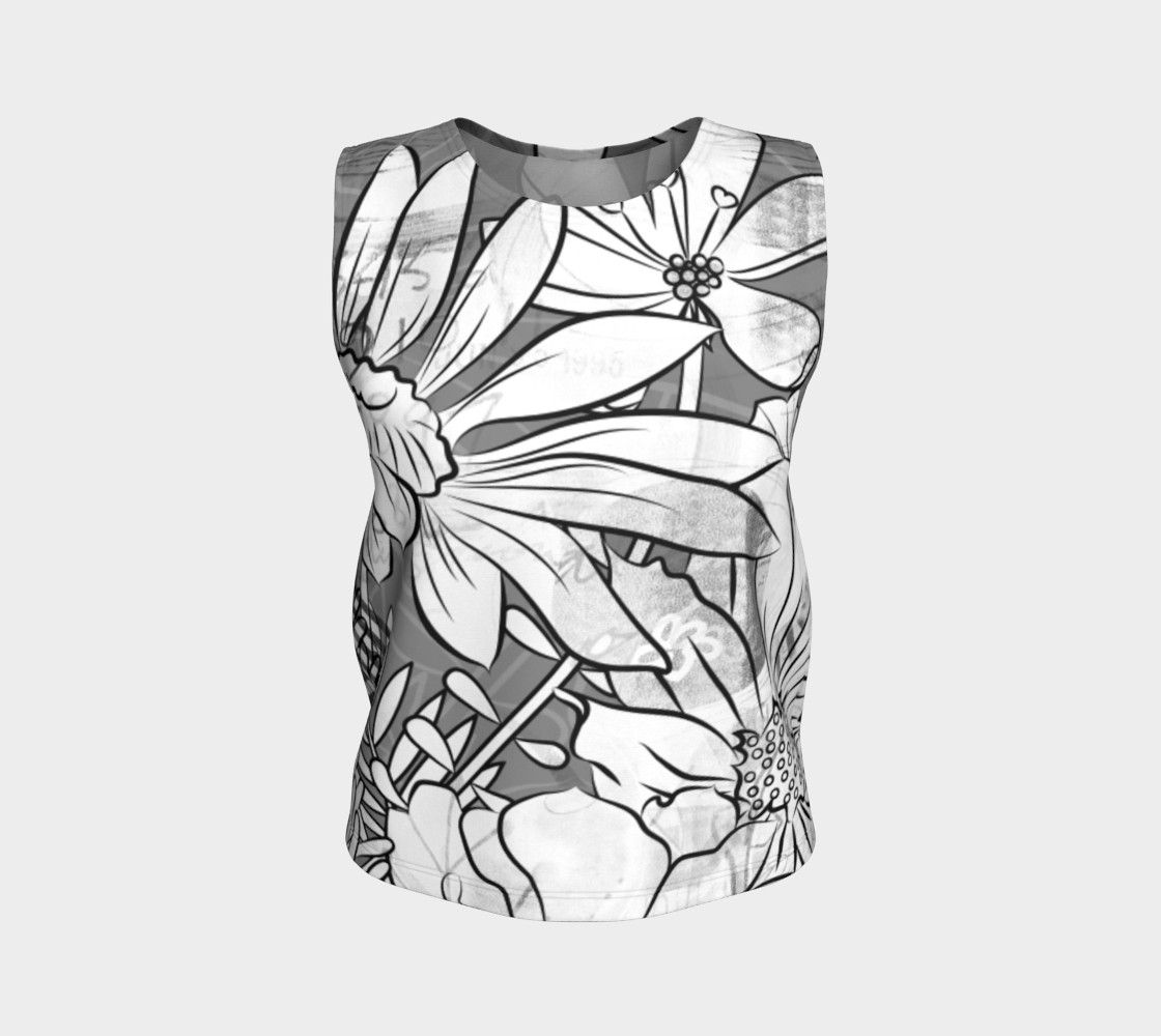 Flower Meadow Loose Tank in Greys - deloresartcanada