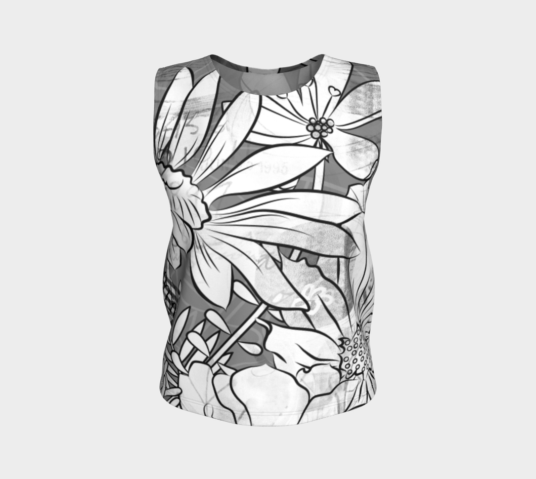 Flower Meadow Loose Tank in Greys - deloresartcanada