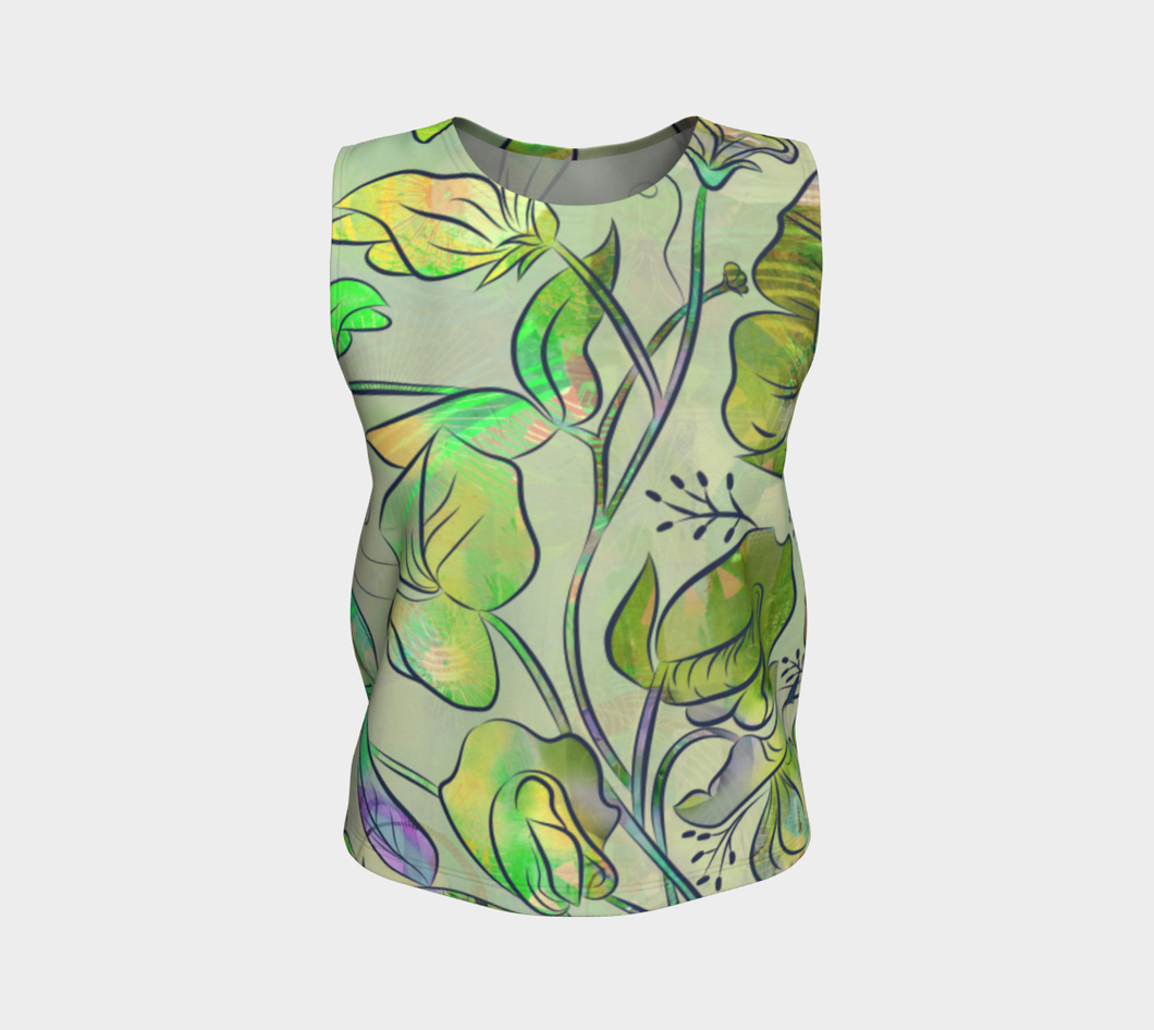 Queen Sweet Pea Loose Tank in Yellow/Green - deloresartcanada
