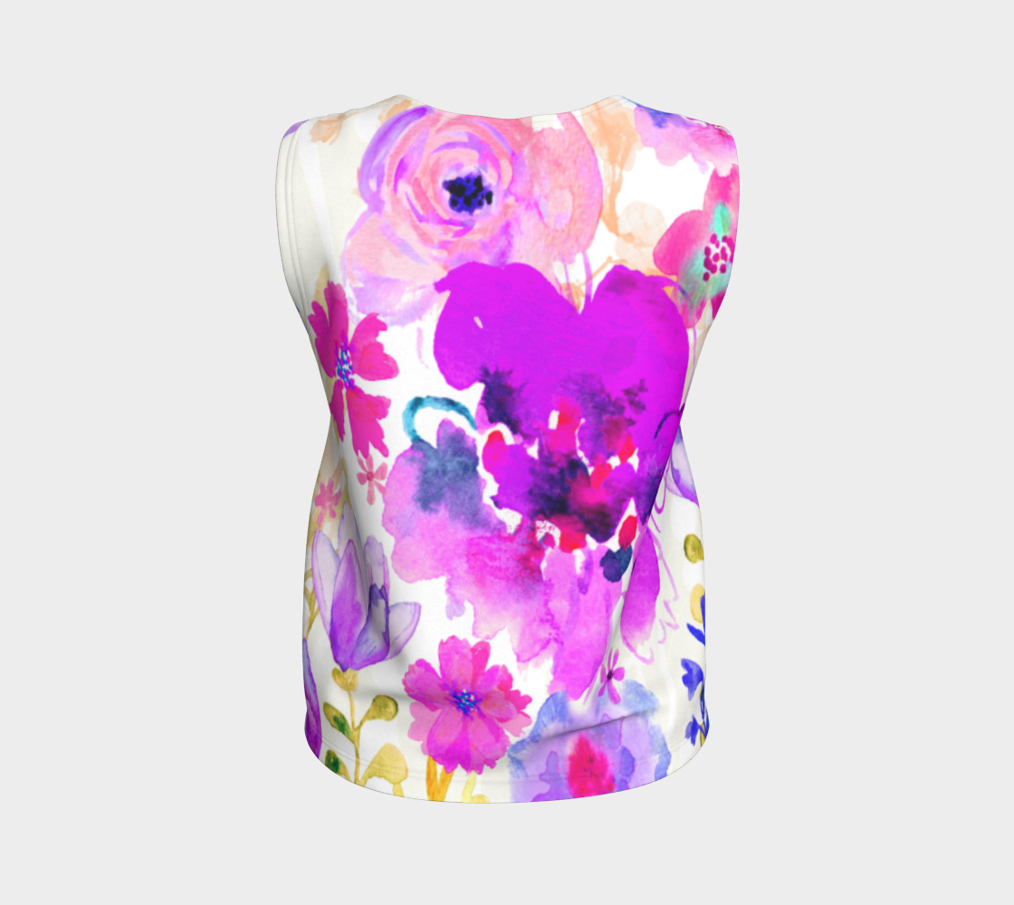 Magenta Floral Loose Tank by Deloresart - deloresartcanada