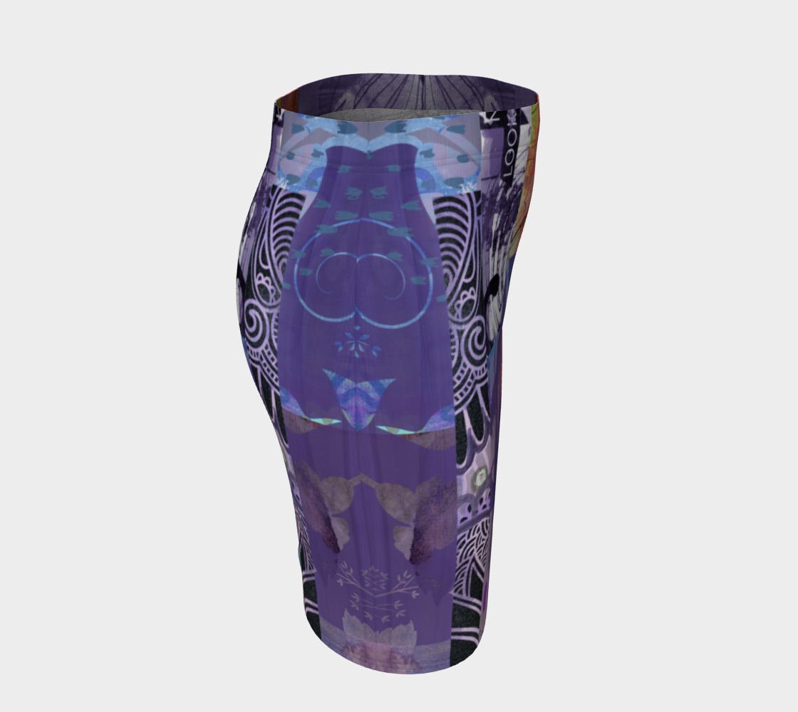 Elm Bud Collage Fitted Skirt by Deloresart - deloresartcanada
