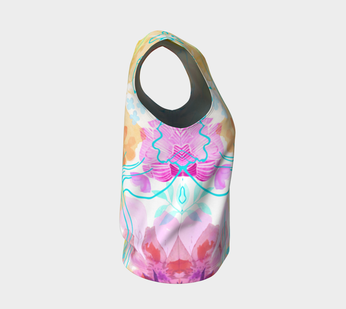 Posy Cluster Loose Tank in Turquoise, Yellow and Pink - deloresartcanada