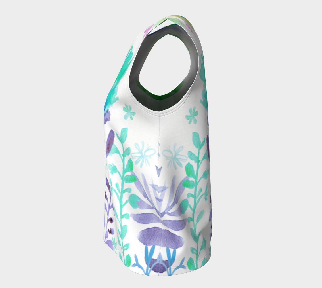 Grandma's Garden Loose Tank Teal and Purple - deloresartcanada