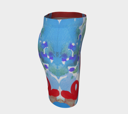 I Am A Queen Red and Blue Fitted Skirt by Deloresart - deloresartcanada