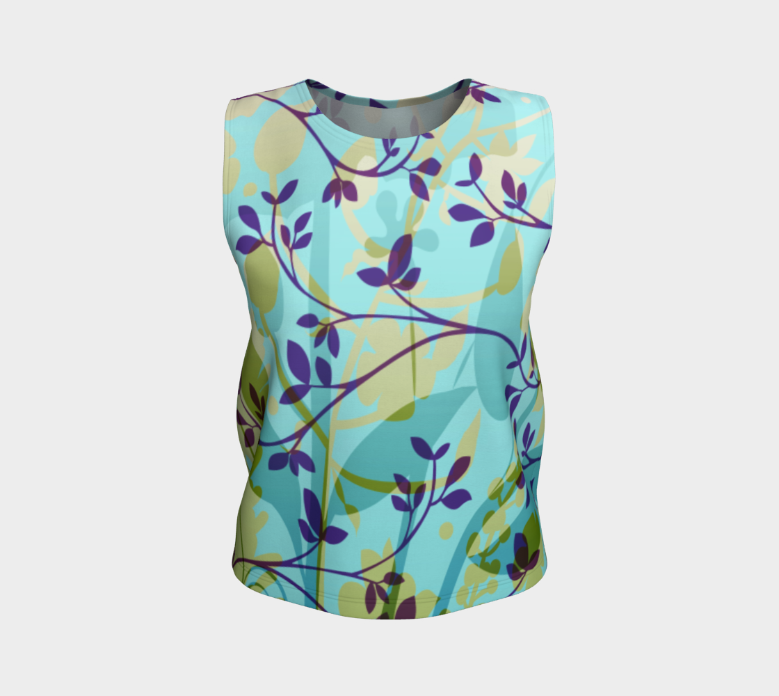 Fanciful Forest Loose Tank Teal and Purple - deloresartcanada
