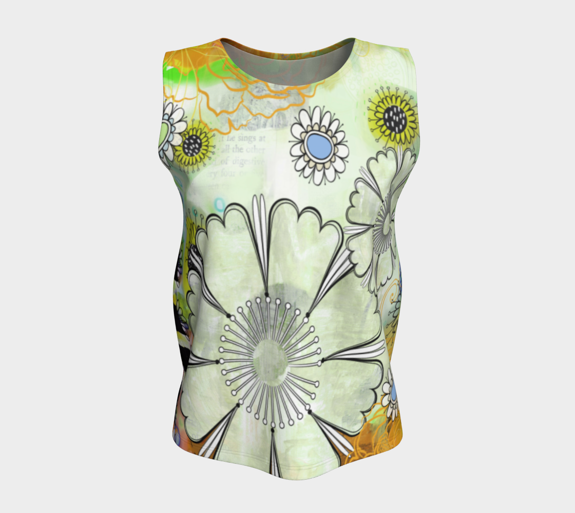 Flower Power Loose Tank by Deloresart Golden - deloresartcanada