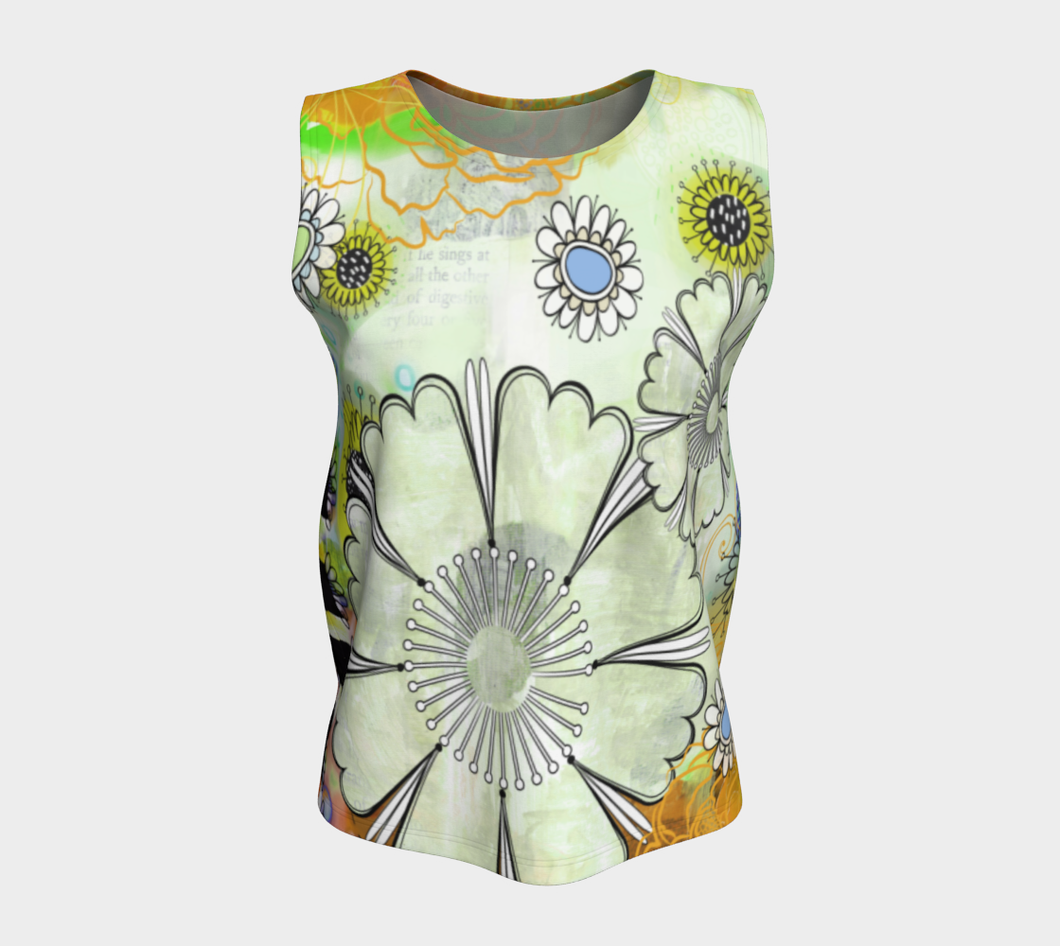 Flower Power Loose Tank by Deloresart Golden - deloresartcanada