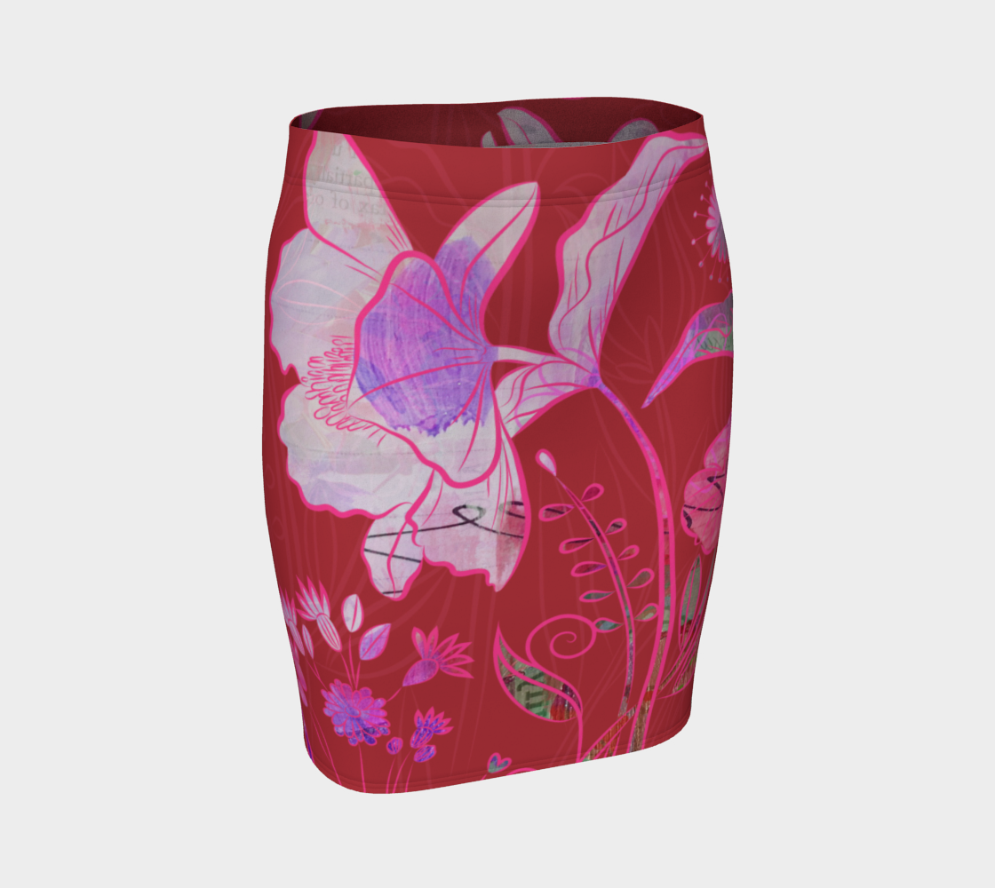 Subtle Soriya Reds Fitted Skirt by Deloresart - deloresartcanada