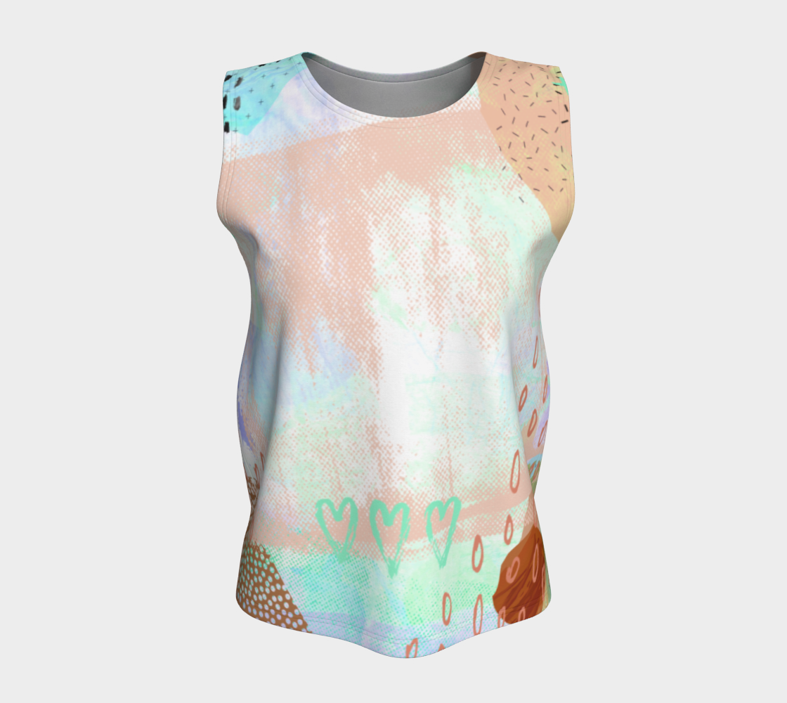 The Snuggle is Real Loose Tank in Coral and Teal - deloresartcanada