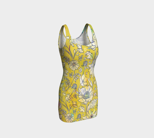 Francella Yellow Bodycon Dress by Deloresart
