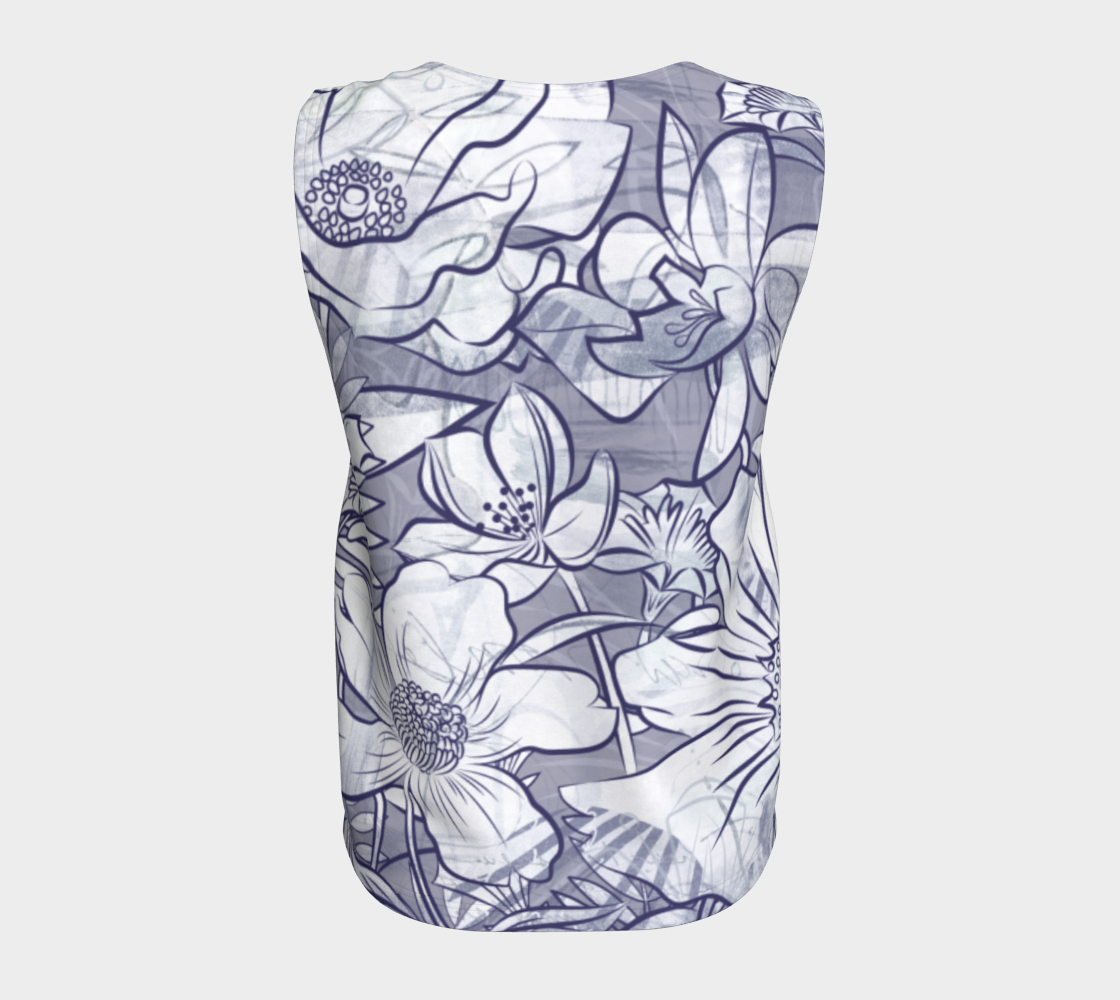 Flower Meadow Loose Tank Denim Blue - deloresartcanada