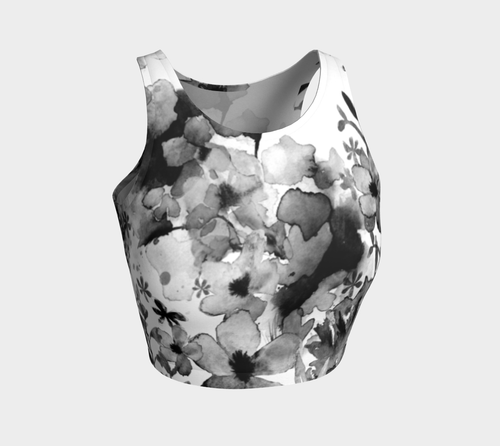 Harmonious Garden Black Crop Top by Deloresart - deloresartcanada