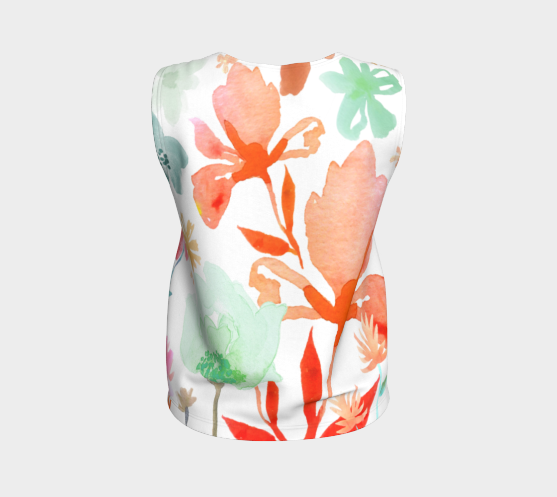 Dreamy Garden Loose Tank In Coral and Greens - deloresartcanada