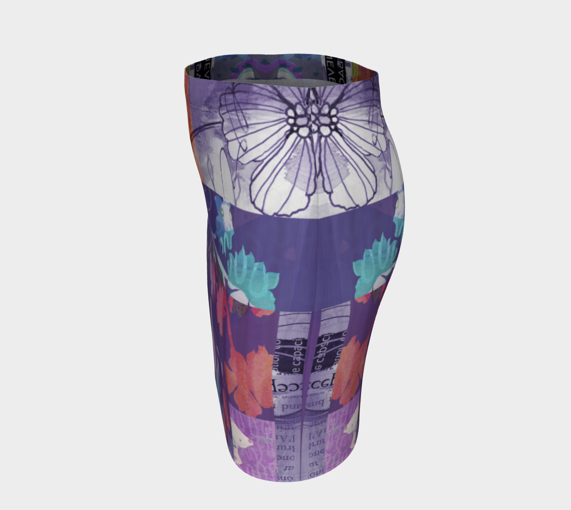 Elm Bud Collage Fitted Skirt by Deloresart - deloresartcanada