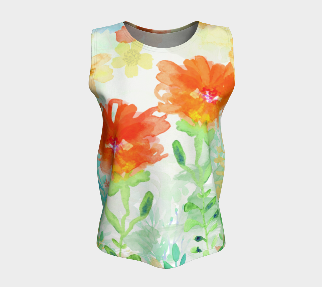 Coral Floral Loose Tank by Deloresart - deloresartcanada