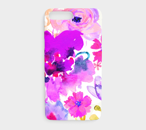 Magenta Floral Device Case - deloresartcanada