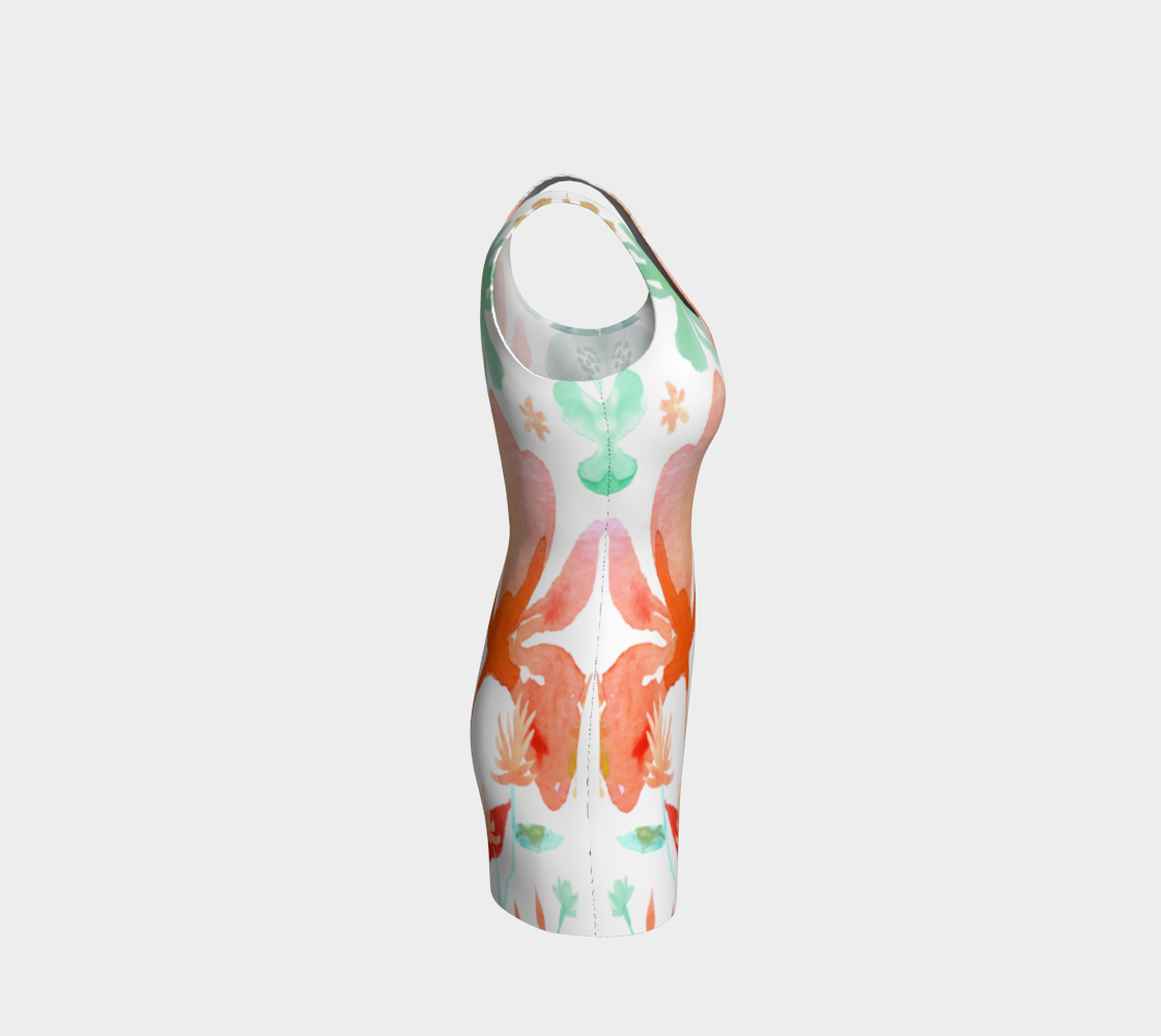 Dreamy Coral Garden Bodycon Dress by Deloresart