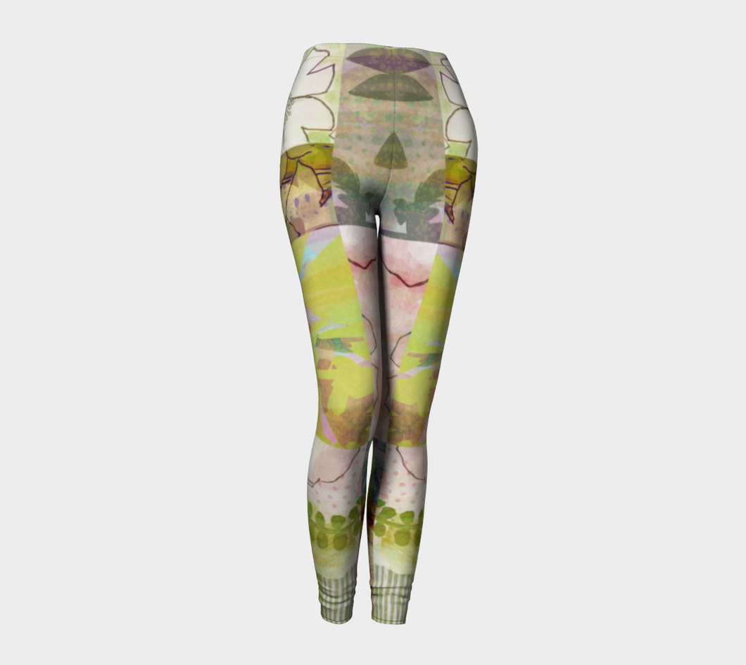 Sage Obscurity Collage Leggings by Deloresart - deloresartcanada