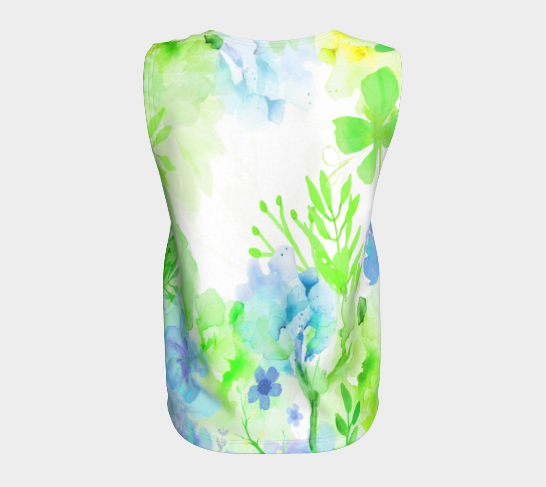Nature's Bounty Loose Tank in Turquoise and Soft Lime - deloresartcanada