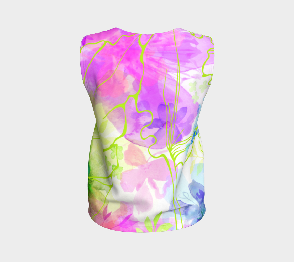 Posy Cluster Loose Tank in Purple, Green and Pink - deloresartcanada