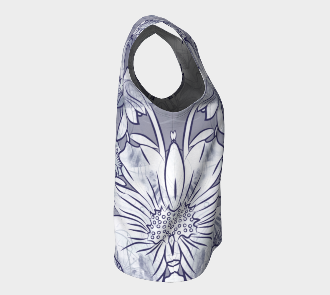 Flower Meadow Loose Tank Denim Blue - deloresartcanada