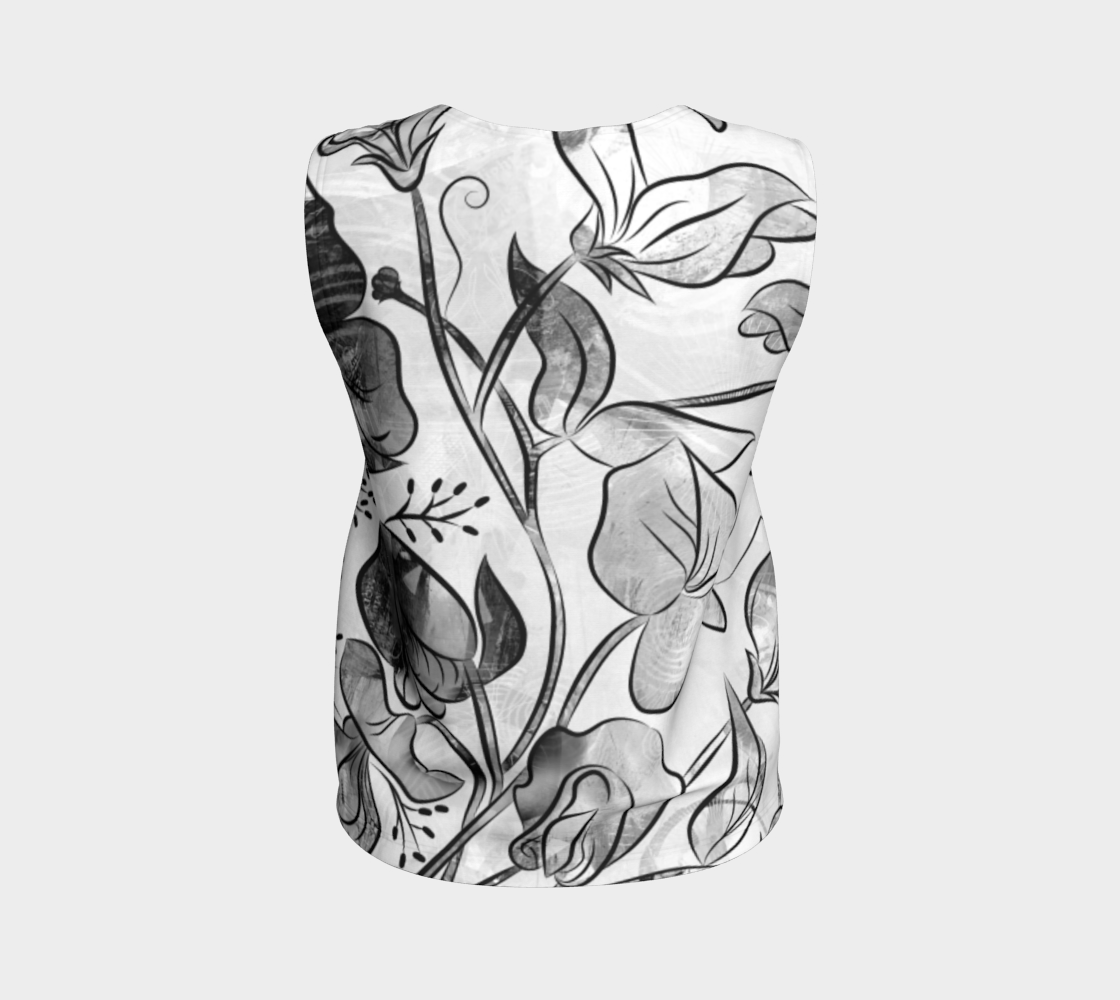 Queen Sweet Pea Loose Tank in Greyscale - deloresartcanada