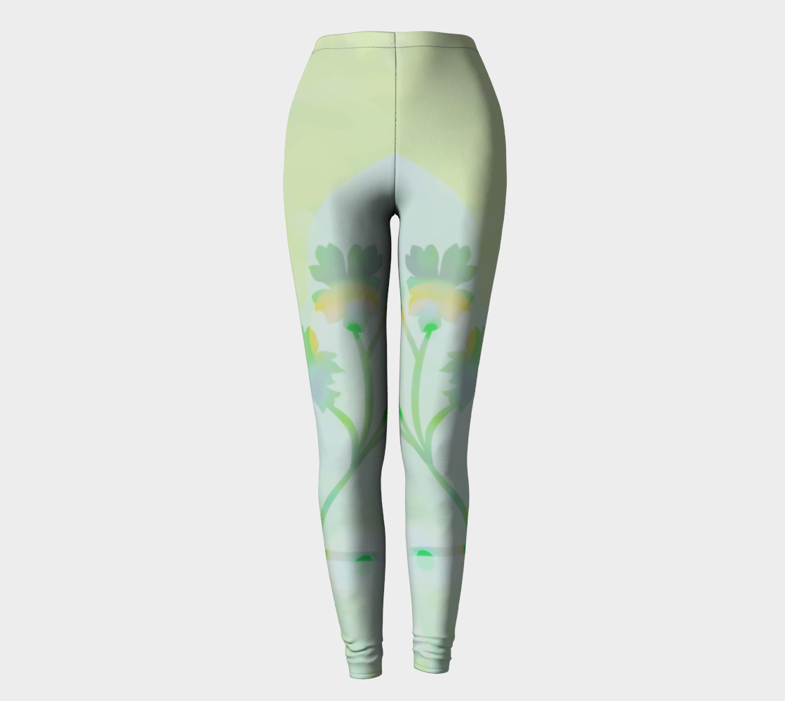 Green Floral Leggings by Deloresart