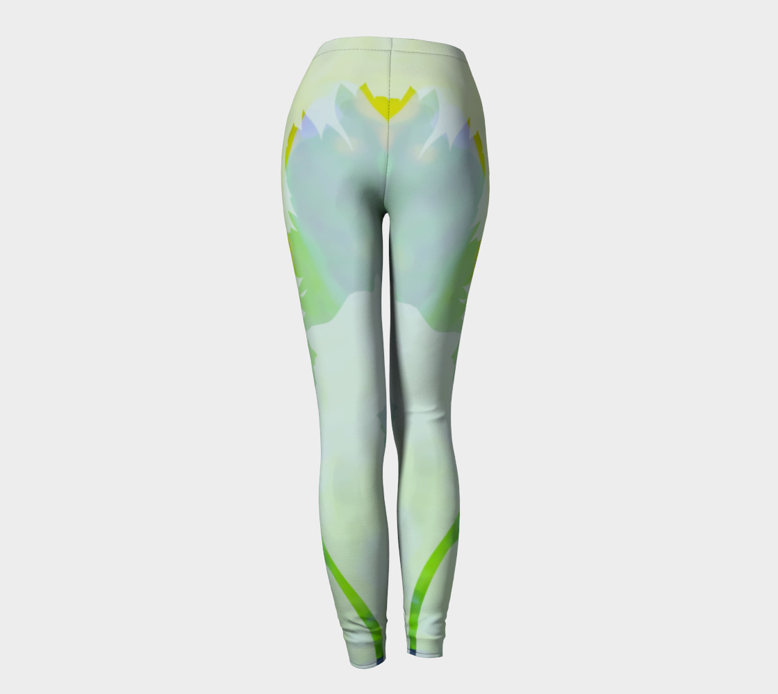 Green Floral Leggings by Deloresart