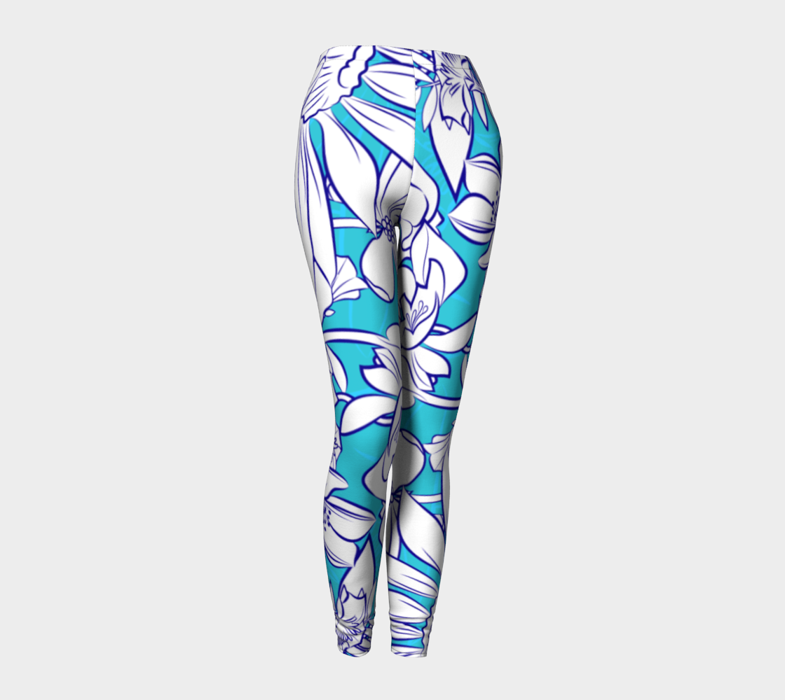 Teal Flower Meadow Leggings  by Deloresart